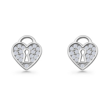 Heart Lock Stud Earring